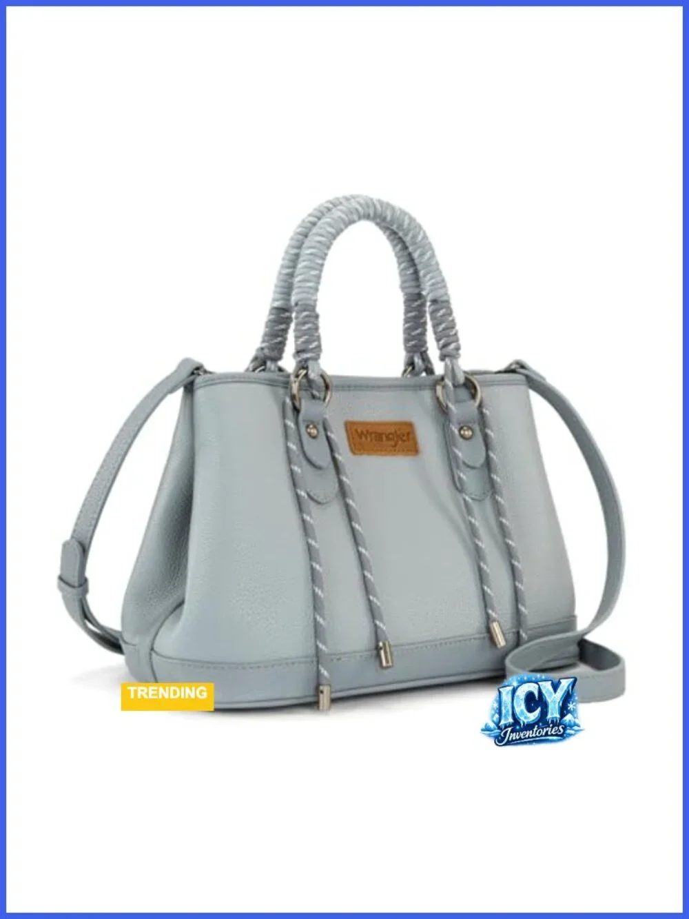 Vegan Leather Satchel Tote with Braided Rope Handle Crossbody Bag